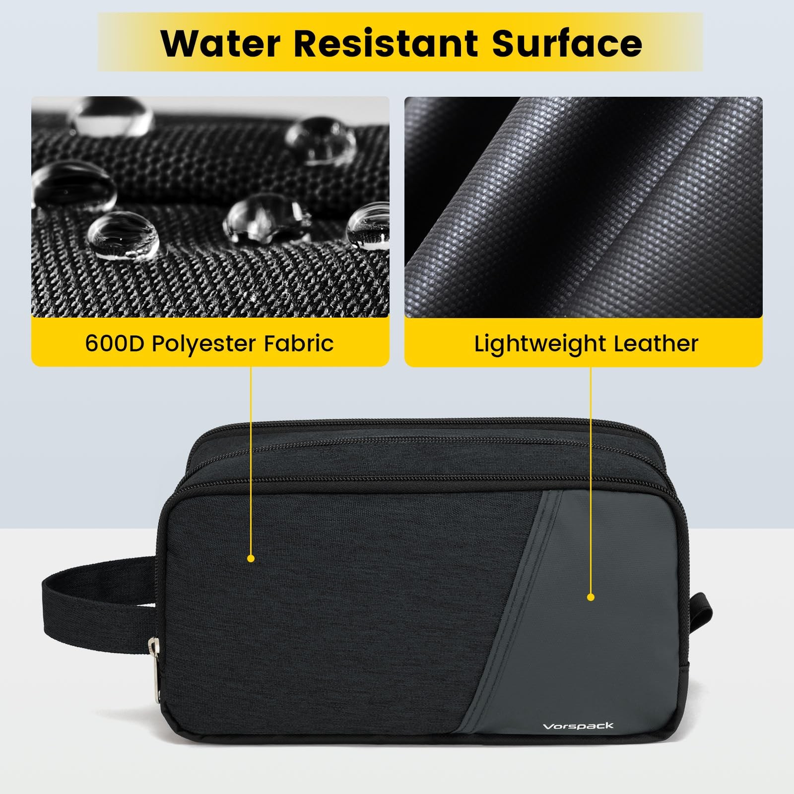 Vorspack Travel Toiletry Bag – for Men Water Medium, Black