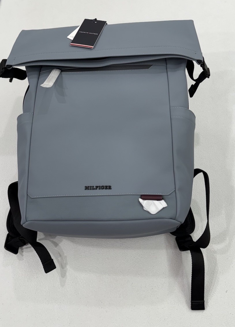 Tommy Hilfiger Men’s Rolltop Backpack, Gray(Blue), One Size