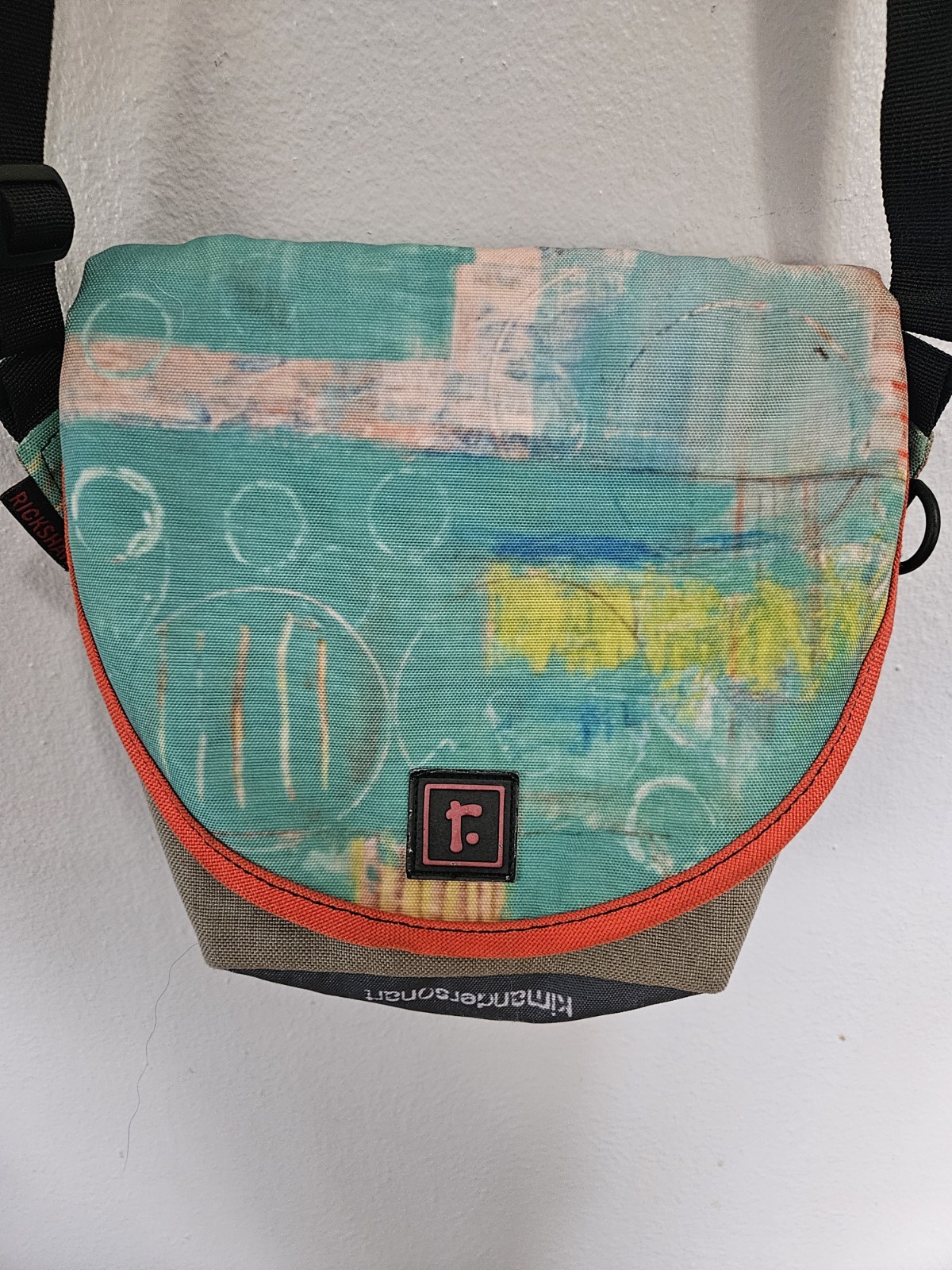 Rickshaw Bag Abstract Green Orange Adjustable Shoulder Strap