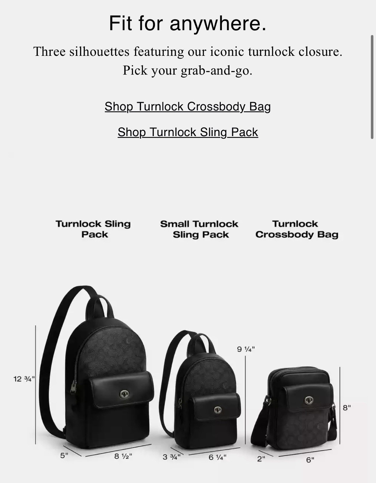 NWT COACH MEN’S Small Turnlock Sling Pack Bag Gunmetal/Ivory Calf Leather CAJ28