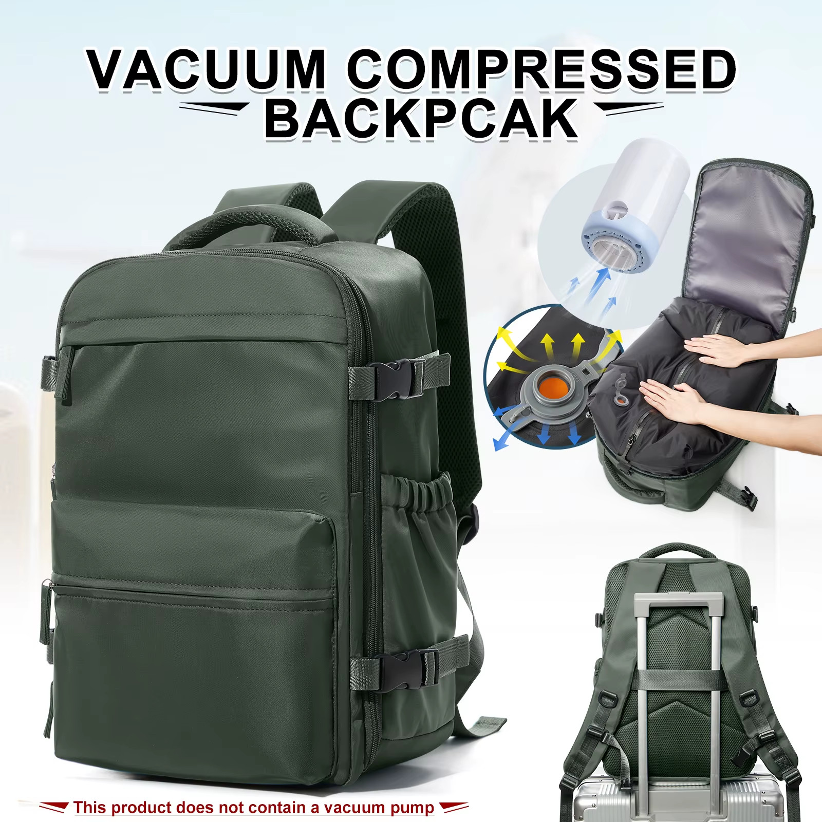 Carry On Travel Backpack Vacuum Compression Cabin Bag Laptop Backpack Unisex