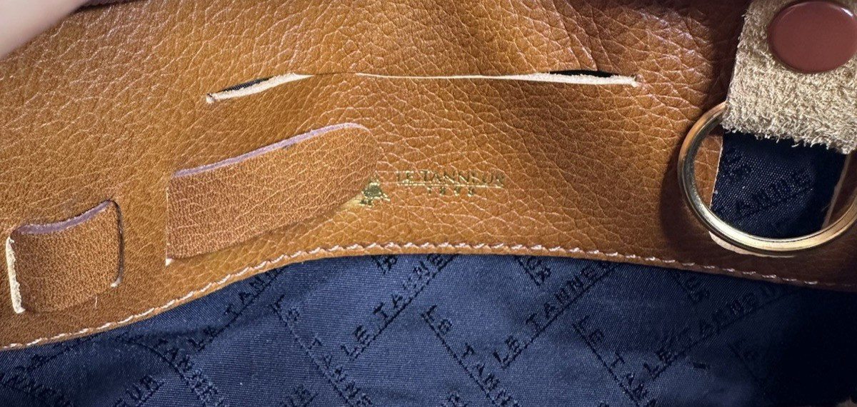 Le Tanneur Leather Brown Plain Men’s Bag Wrist Strap France 1898 Used