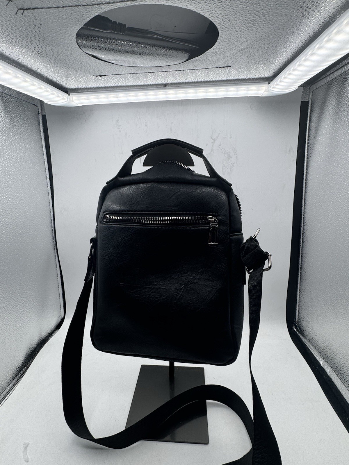 WEIXIER Shoulder Bag Men Black Leather Crossbody Messenger Travel