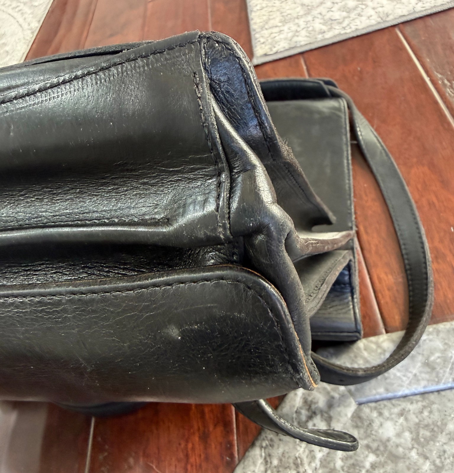 BOY London *RARE* Black Leather Briefcase Shoulder Bag Vtg 80s MELROSE messenger