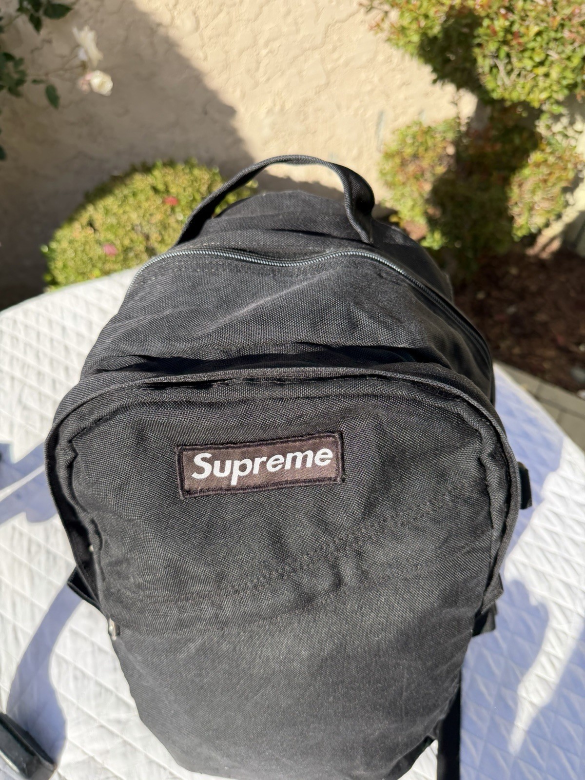 **well Worn Broken Clip* Vintage Ss02 12th Supreme Box Logo Backpack Black Nylon