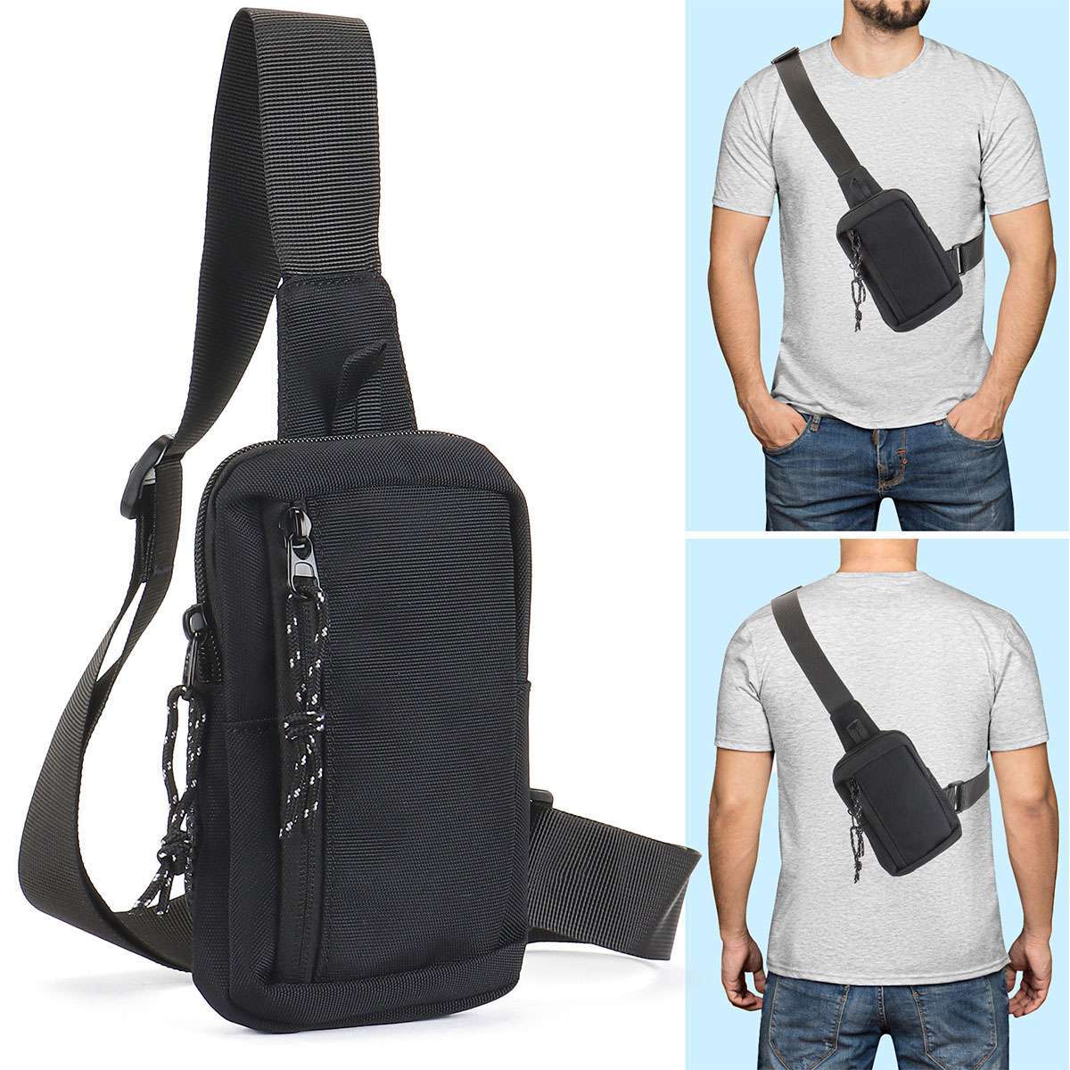Men’s Shoulder Bag Oxford Chest Bag Sling Crossbody Bag Casual Travel Phone Bag