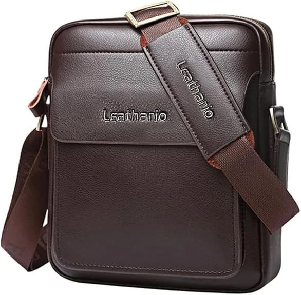 Crossbody Bag For Men Vegan Leather Shoulder Messenger Purse Sling Satchel Ba…