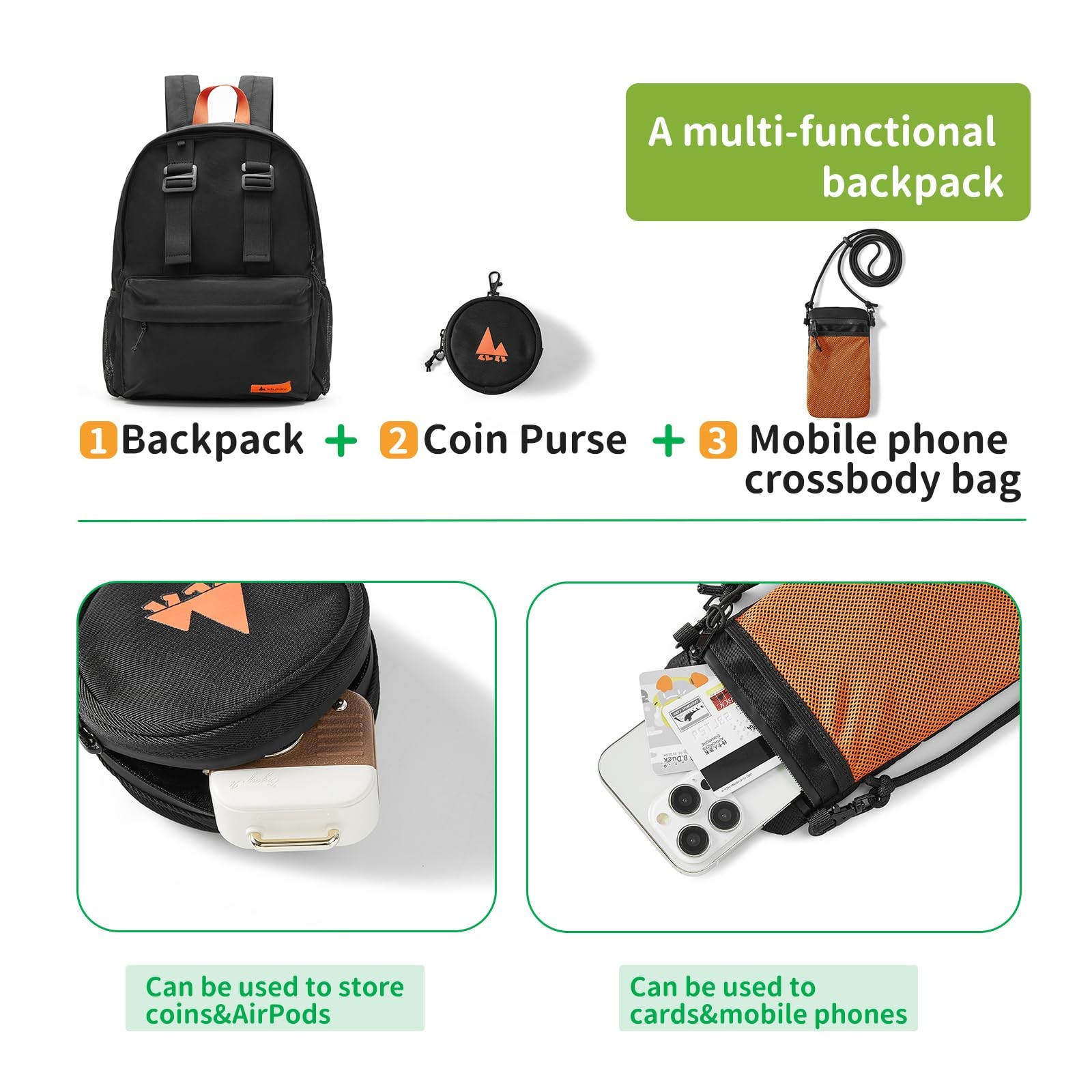 15 Inch Cool Backpack for Woman Man Funny 3 in 1 Removable College Travel
