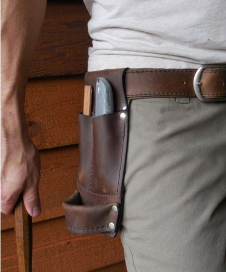 Men waist Bag belt pack Hammer Axe tool knife holder case Cow Leather brown H277