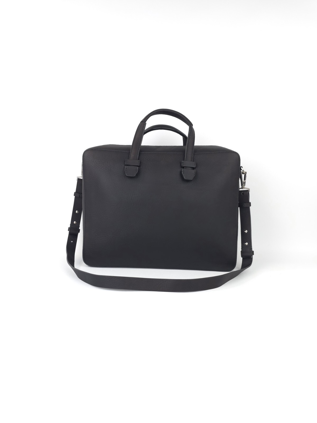 BONASTRE Leather Briefcase Shoulder Bag Black Made In Spain