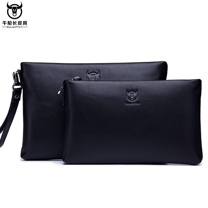 BULLCAPTAIN Men’s Soft Leather Handbag Business Travel Hand Bag