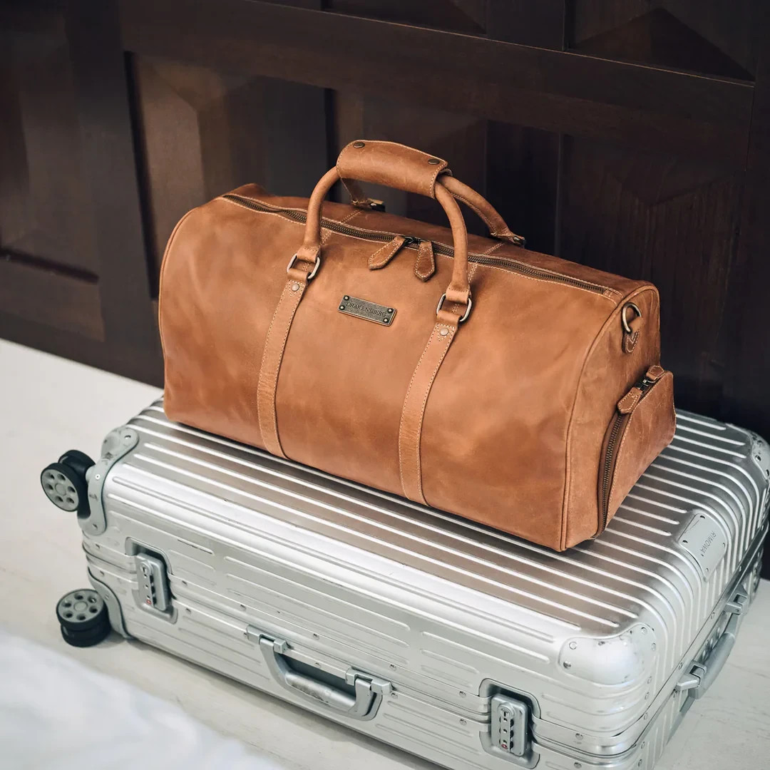 Premium Class Mens Leather Duffle Travel Bag 100 Real Leather
