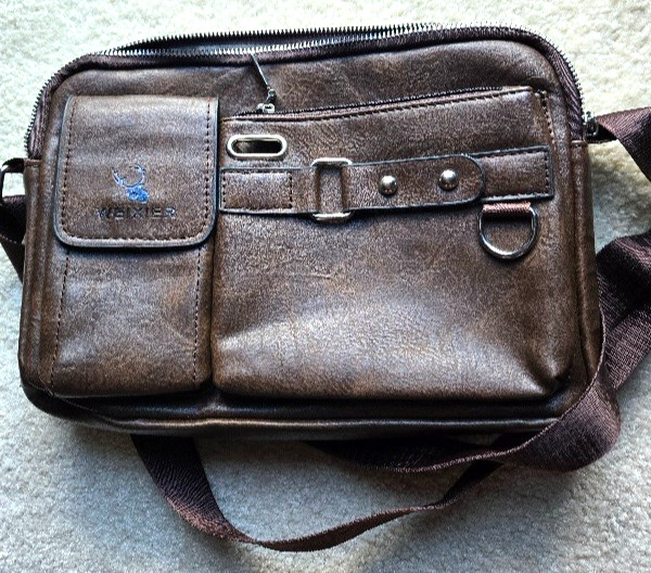 WEIXIER Briefcase Shoulder Crossbody Bag Brown Faux Leather Messenger Bag 11 x 8