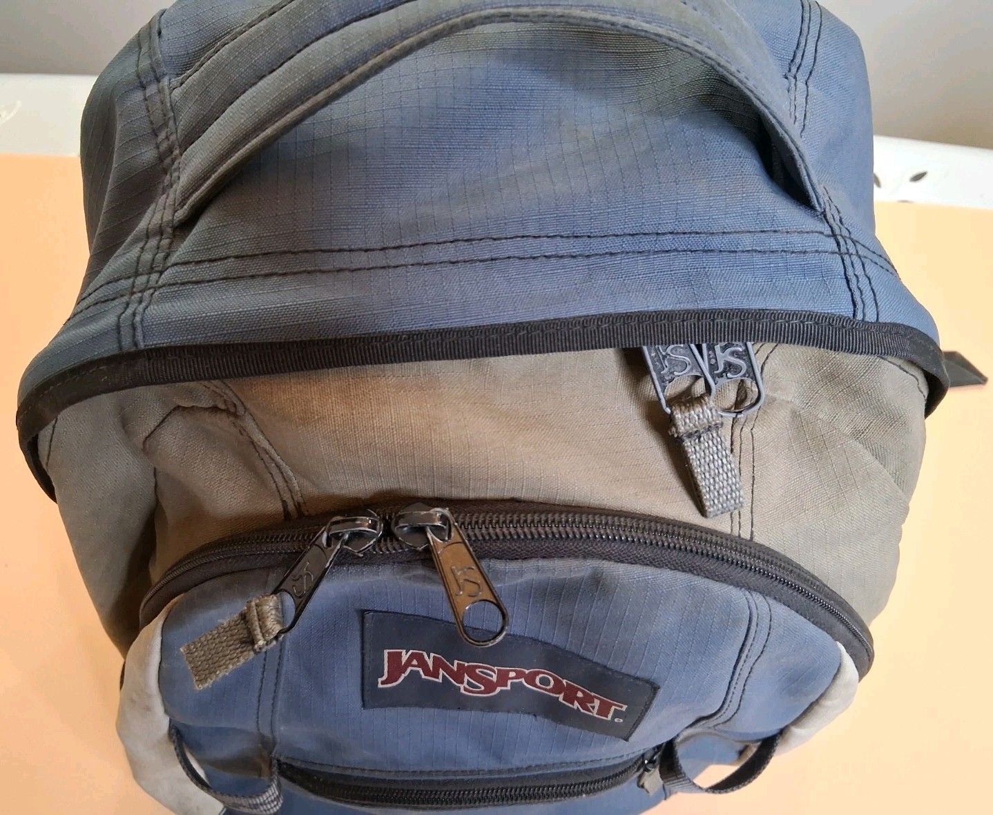 🤩 Vintage JANSPORT Blue Brown Bl. Multi Compartment Backpack Unisex School Bag