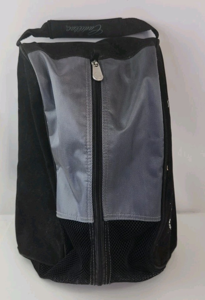 Cadillac Embroidered Logo Suede Luggage Zipper Shoe Travel Gym Golf Bag 16x10x6