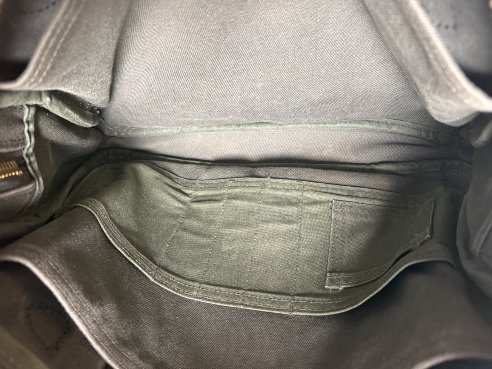 Filson 256 Original Briefcase Otter Green USA Tin Cloth Leather Broken In Patina