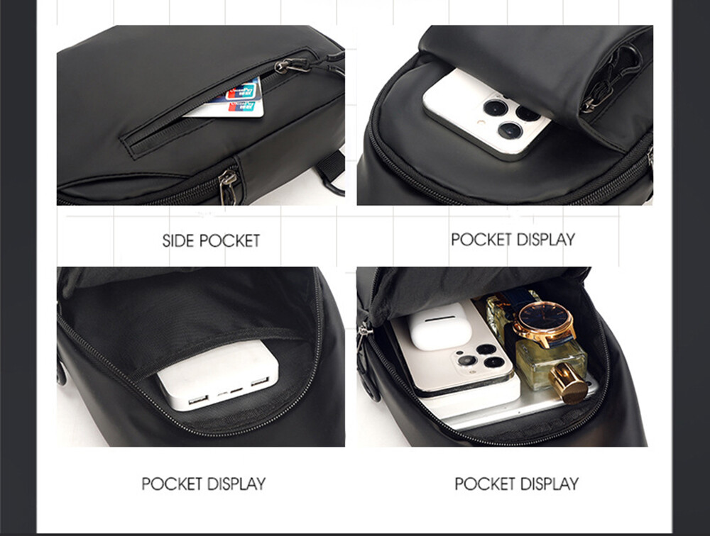 Men’s Crossbody Bag Large Capacity Zipper Front Pack Adjustable Sports Bag Gift
