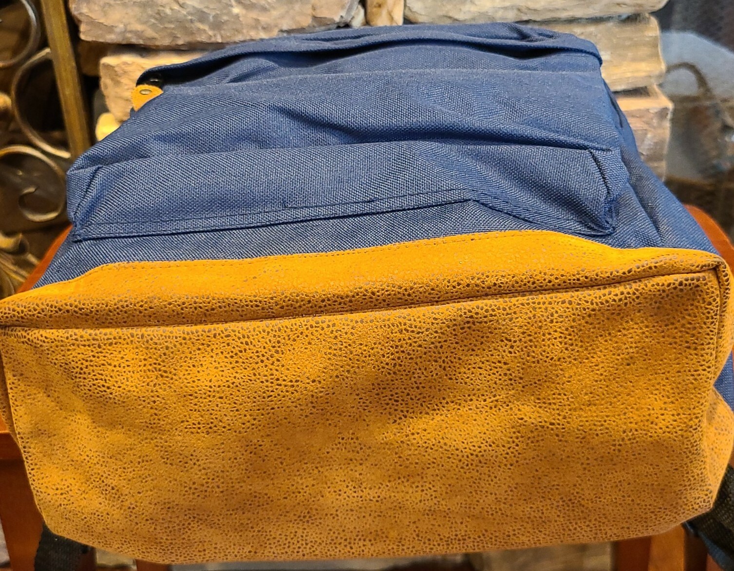 RARE! Vintage EastSport Blue with Leather Bottom Bookbag Backpack NWOT 16x10x5″