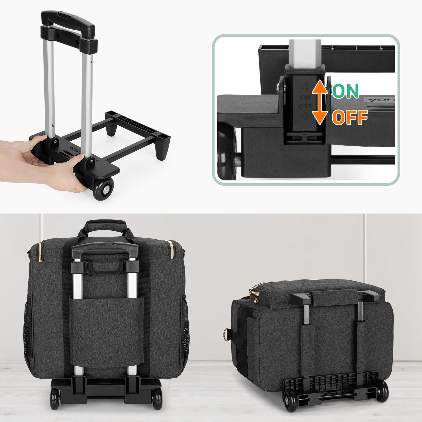 Rolling Teacher Bag with Laptop Compartment and Detachable Dolly, Multifuncti…