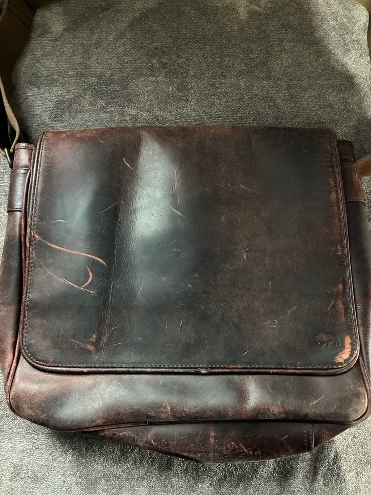 ROOSEVELT Buffalo Jackson Leather Satchel Messenger Bag Full Grain Distressed