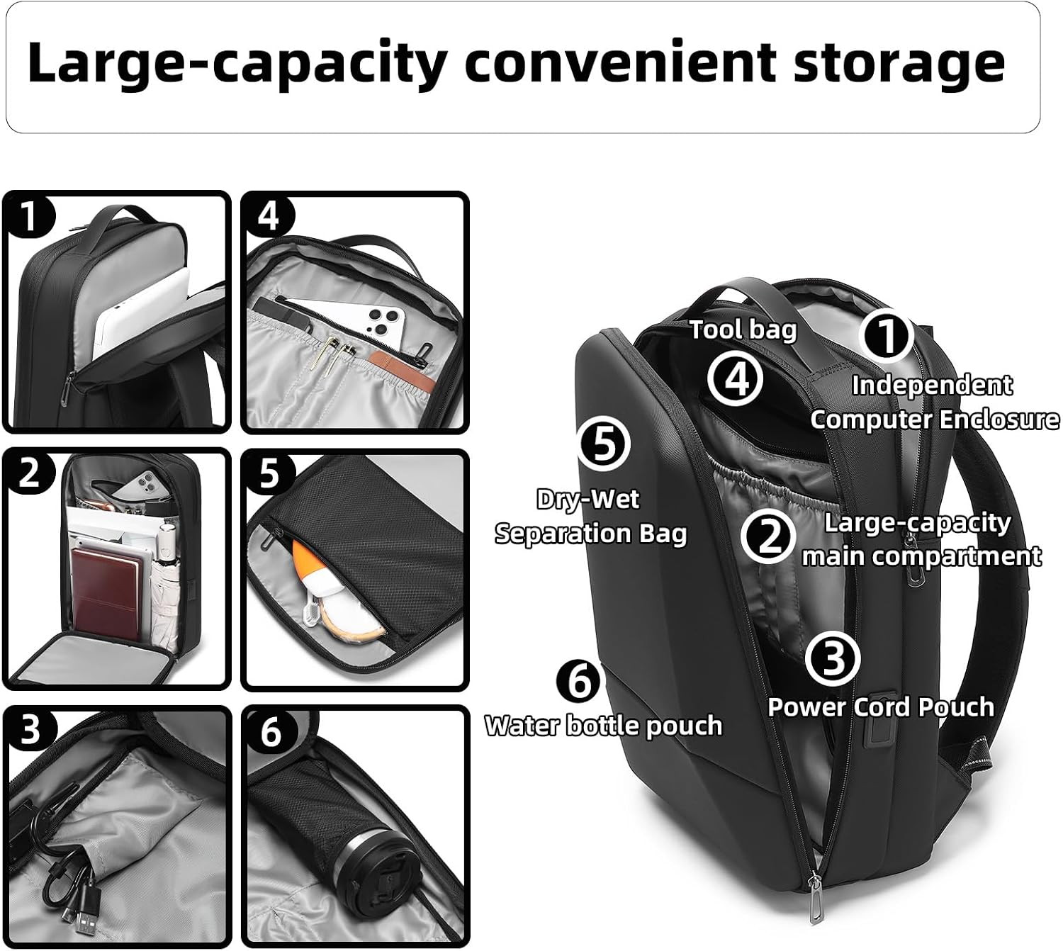Hardshell Shoulder Backpack for Men Tactical Crossbody Waterproof Travel Sport C