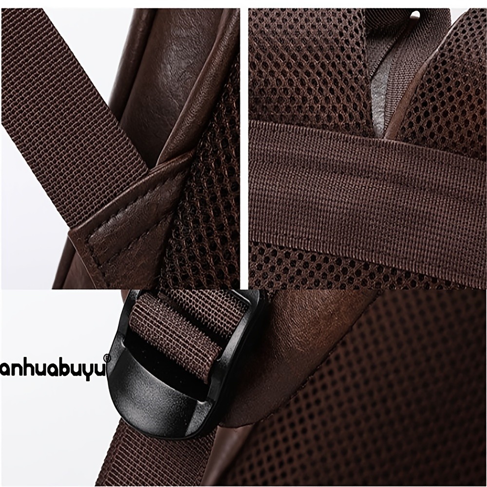 Large Casual Men’s Leather Laptop Backpack Vintage Travel Rucksack College Bag
