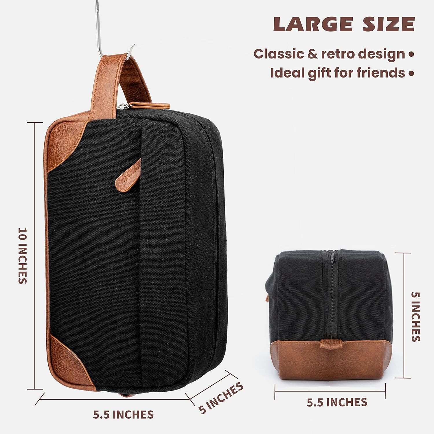 Vorspack Toiletry Bag Hanging Dopp Kit for Men Water Resistant 10 x 5 x 5.5 inch