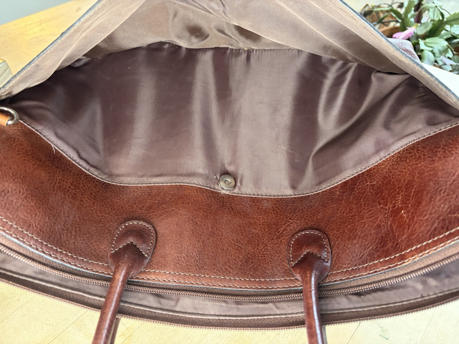 Wilson’s Red Brown Italian Leather Briefcase, Laptop Bag, Tote 12”x18”x4” VGUC