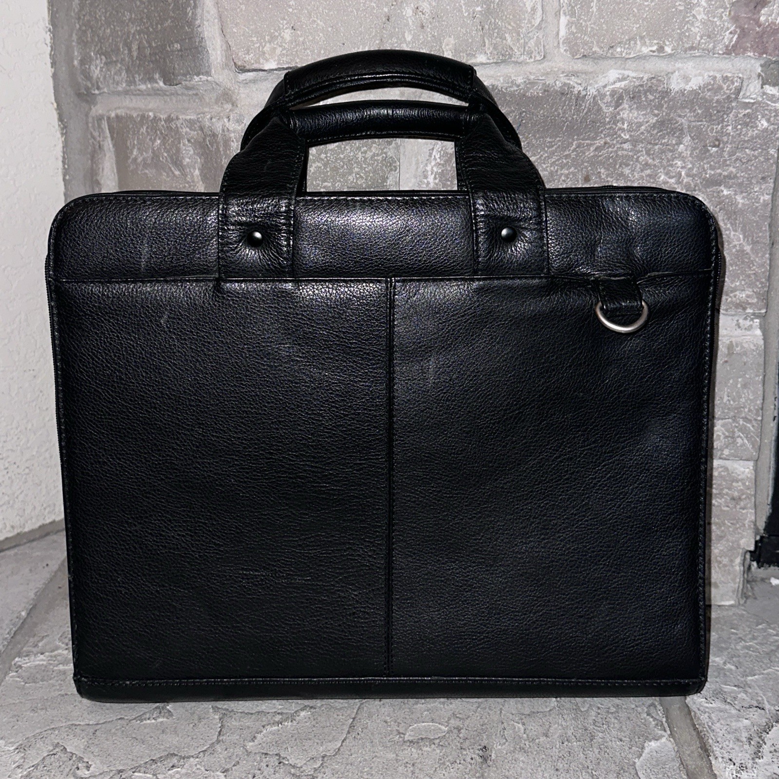 Samsonite Black Grain Leather Laptop Bag Briefcase 3-Ring Organizer 14x11x5”