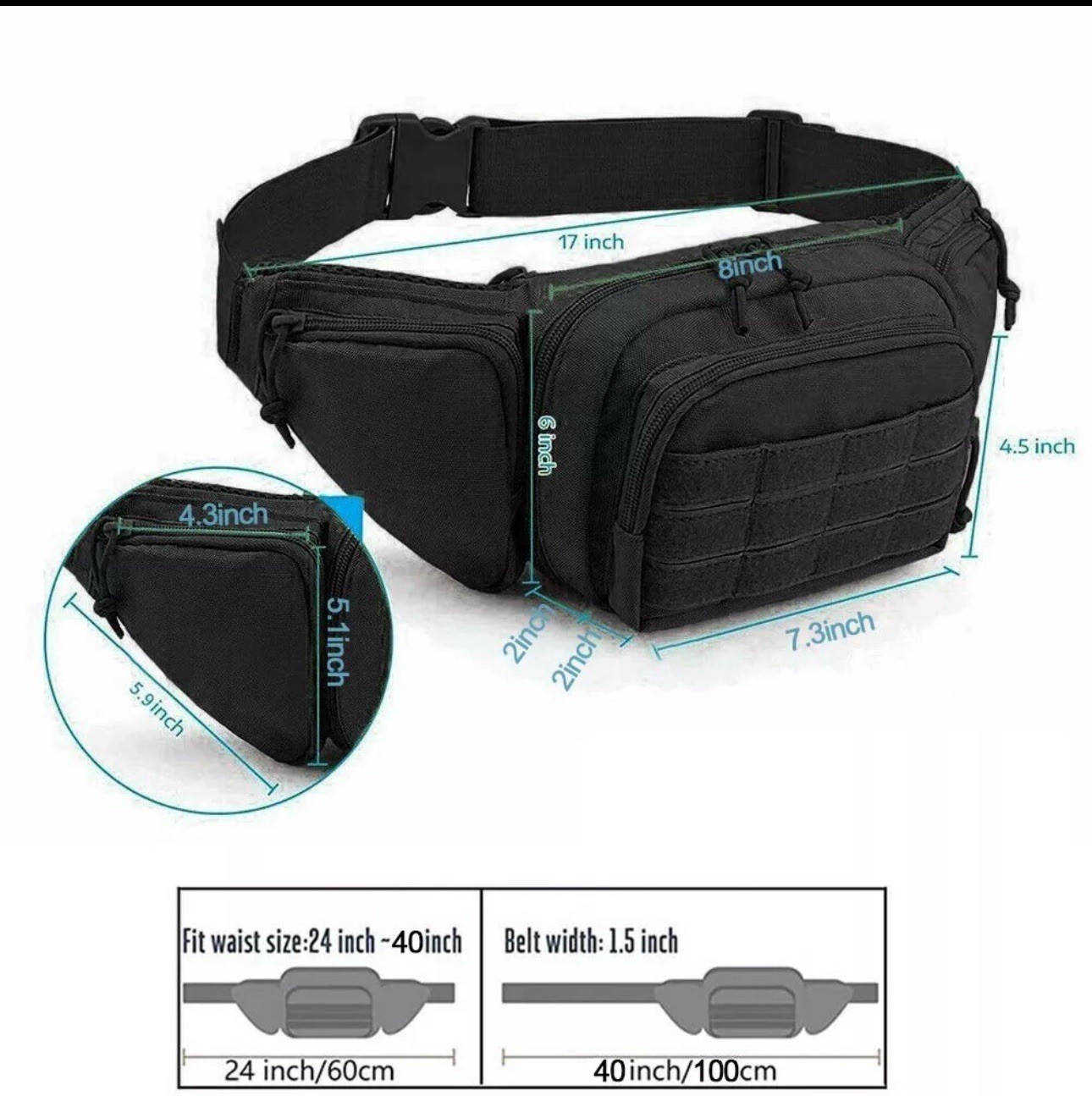 Concealed Carry Fanny Pack Holster Tactical Military Pistol Waist Pouch Gun Bag