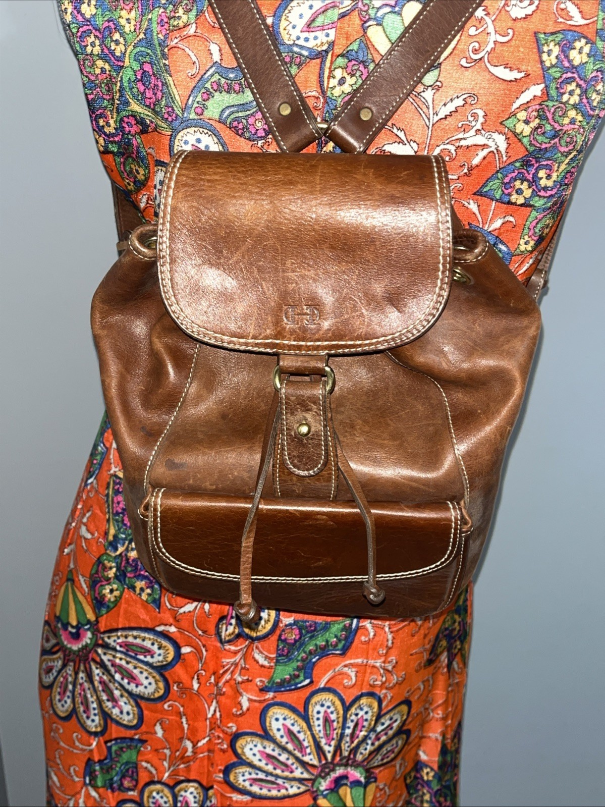 Vintage 90’s Cole Haan Brown Leather Backpack Purse 11×11”