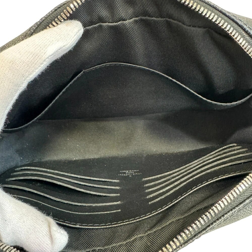 Louis Vuitton Pochette Kasai N41664 Damier Graphite Canvas Clutch Bag Black Gray