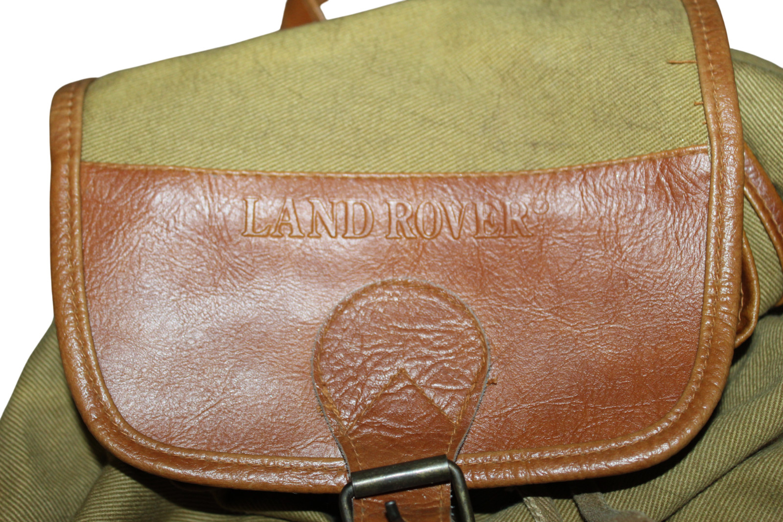 Land Rover Canvas & Leather Back Pack Olive Green Field Back Pack Needs Repair