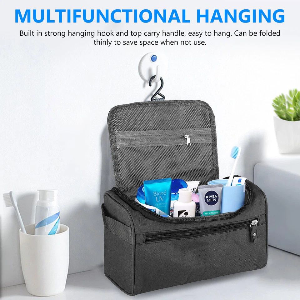 Men Women Travel Toiletry Bag Wash Kit Cosmetics Shaving Makeup Case Organizer