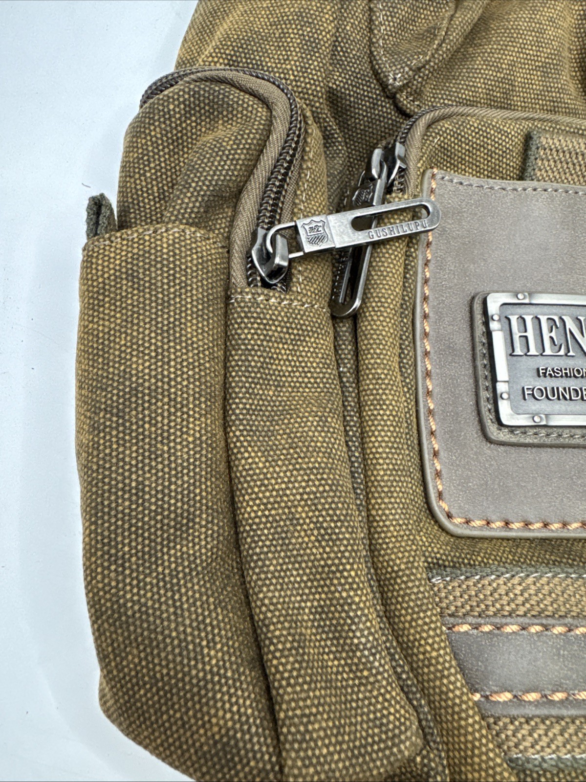 Rugged Ruil Hengli Brown Canvas Crossbody Bag With Adjustable Strap (87)