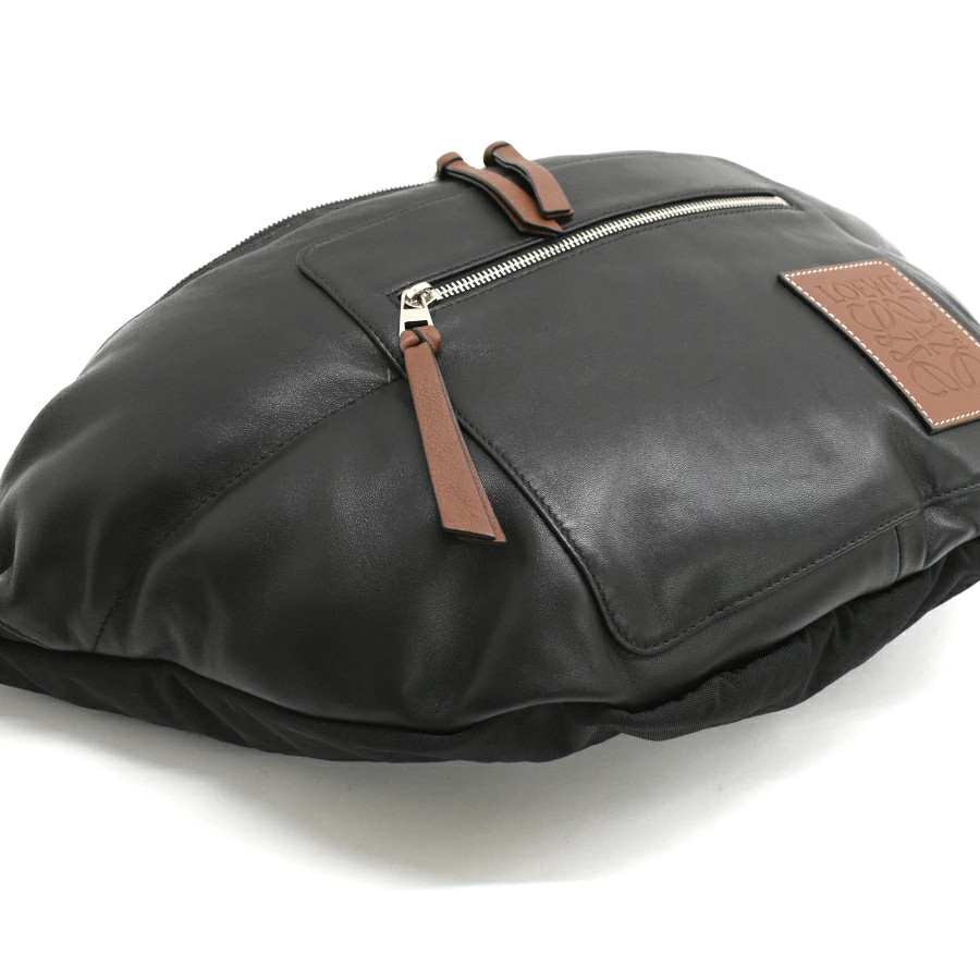 LOEWE PUFFY Bum Bag Leather Black Anagram Belt Bag Crossbody