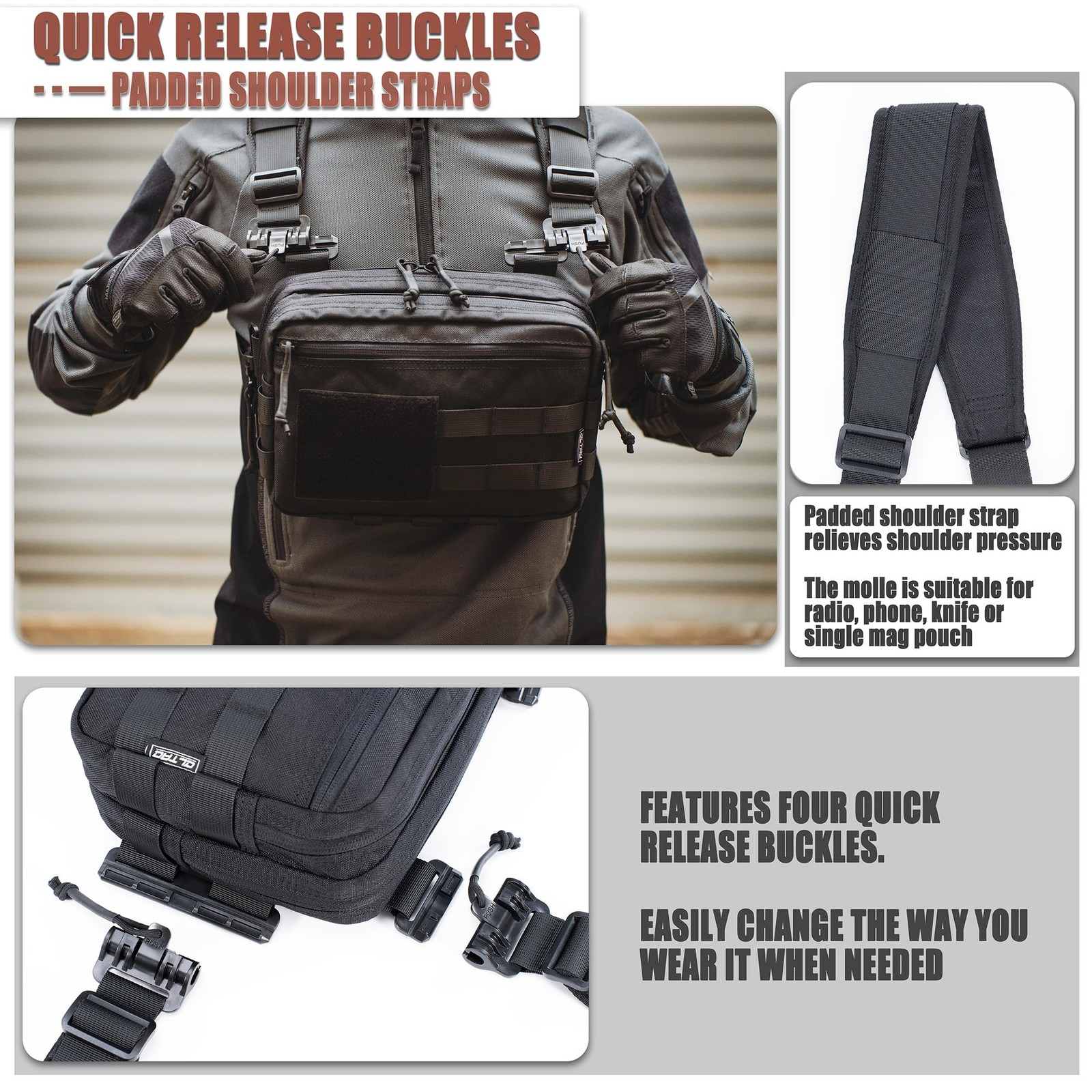 Tactical Chest Rig Bag Concealed Carry CCW Pack Molle Pouch IFAK EMT Organize…