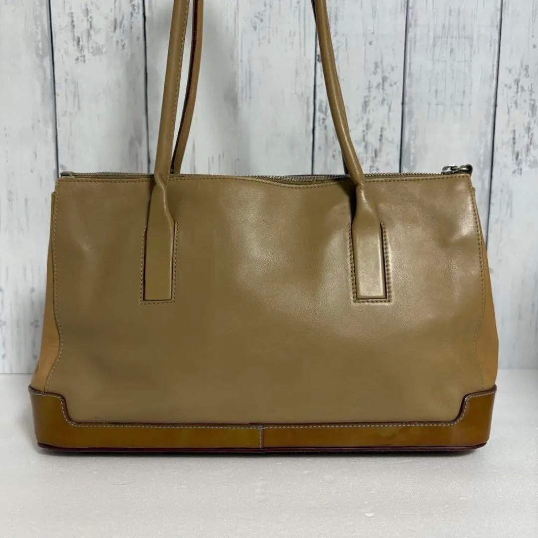 PRADA 2000s Archive Leather Shoulder Bag Camel Beige Vintage W32×H21×D11cm