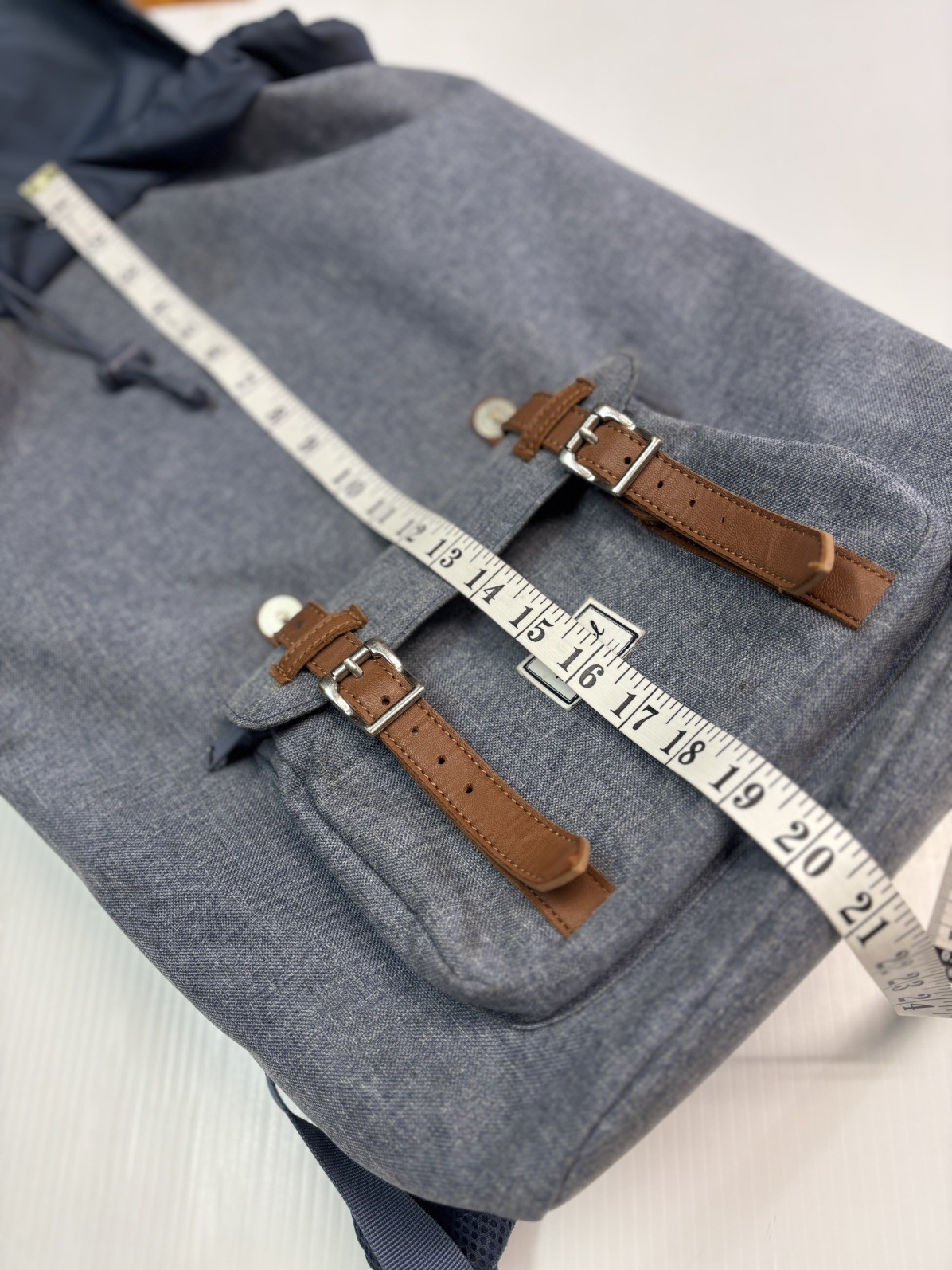 Herschel Supply Company Blue Canvas Backpack with Brown Leather Straps