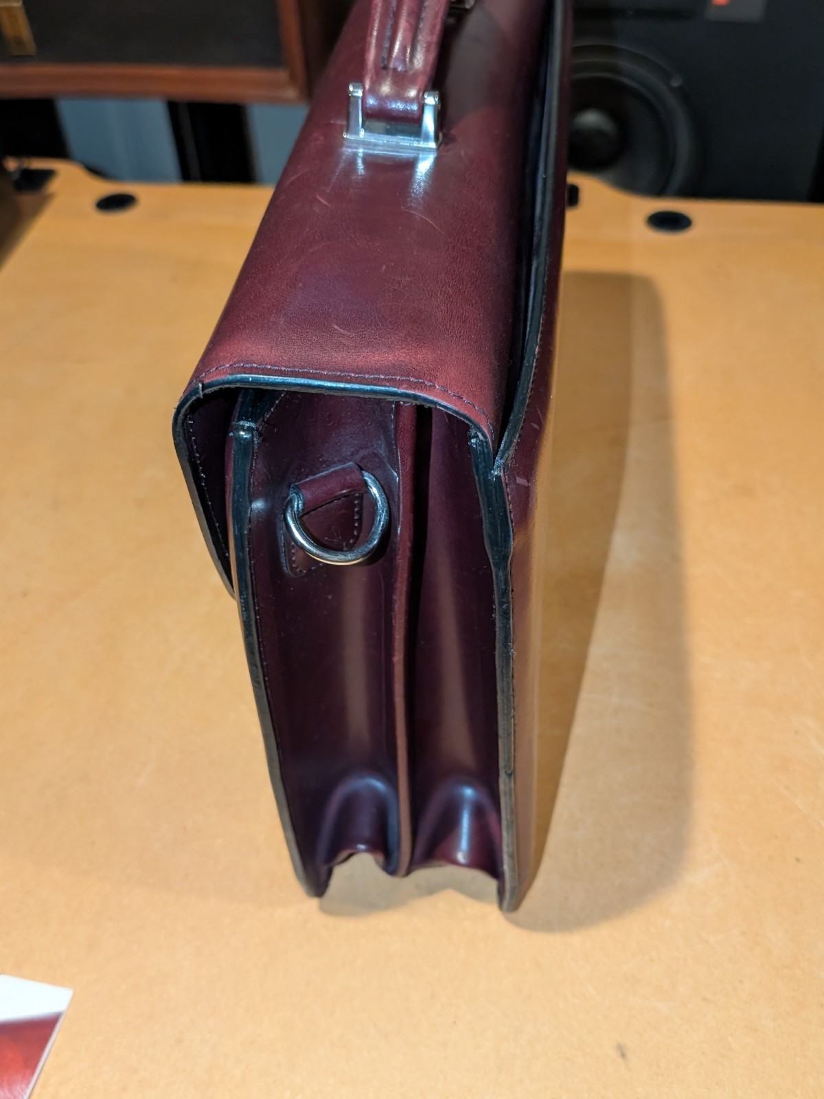 VTG Burgundy Leather Briefcase Jack Georges Originals Lockable w strap & key