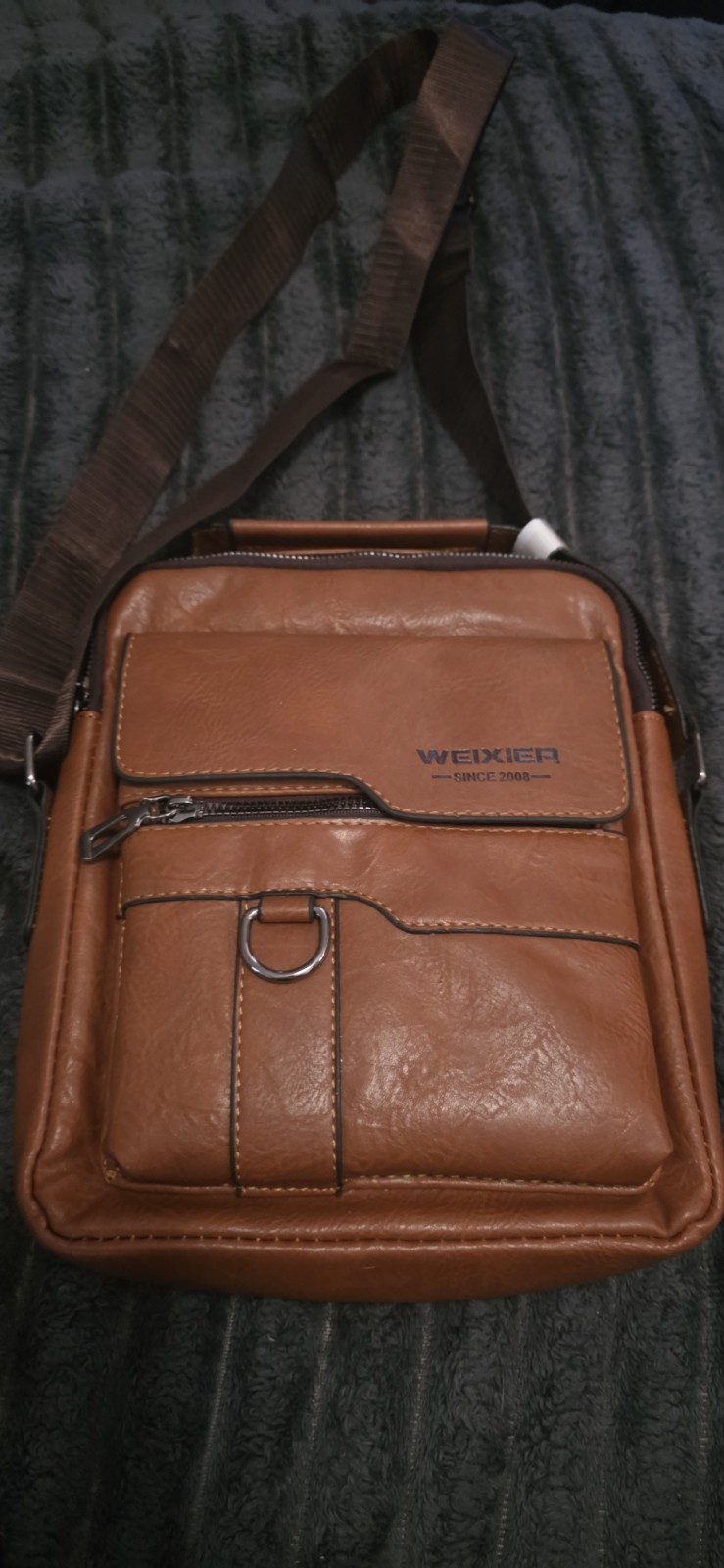 Weixier Crossbody Bag Men’s Shoulder Bag Brown PU Leather NWOT
