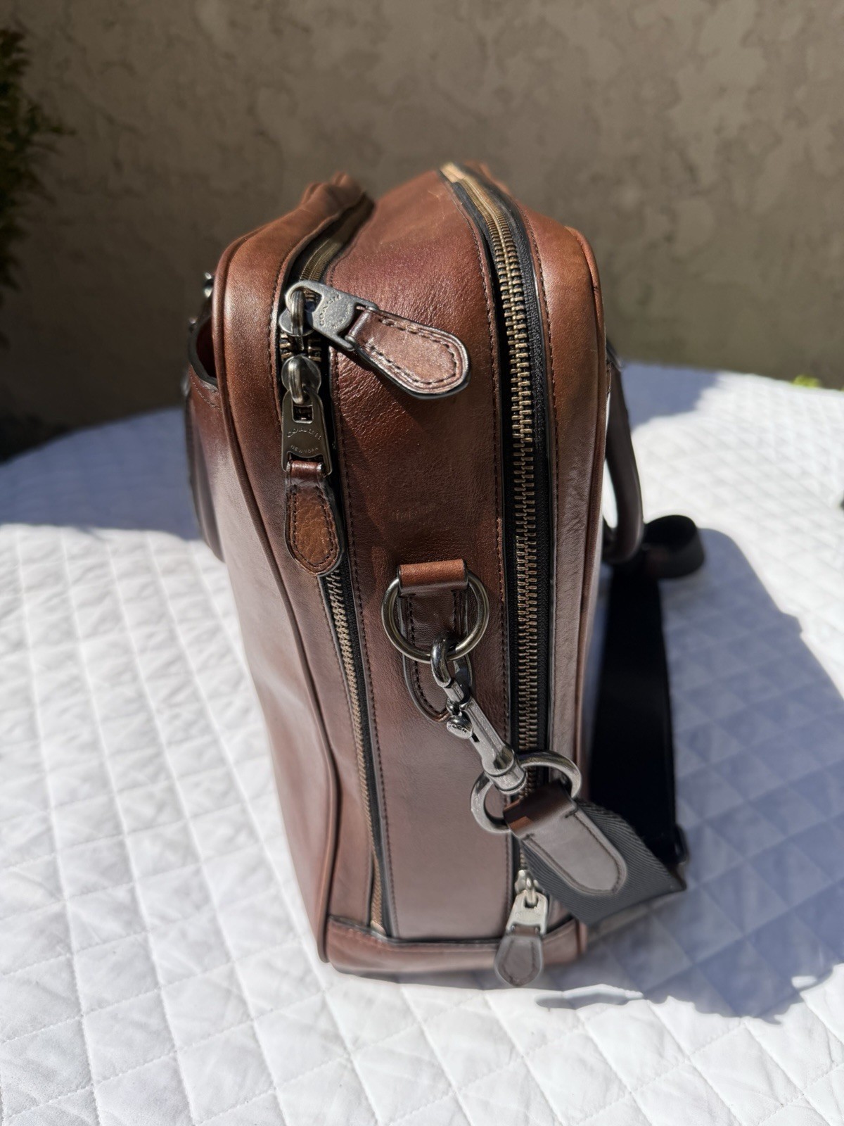 Coach Executive Metropolitan Slim Laptop Satchel Briefcase Cigar Brown Leather