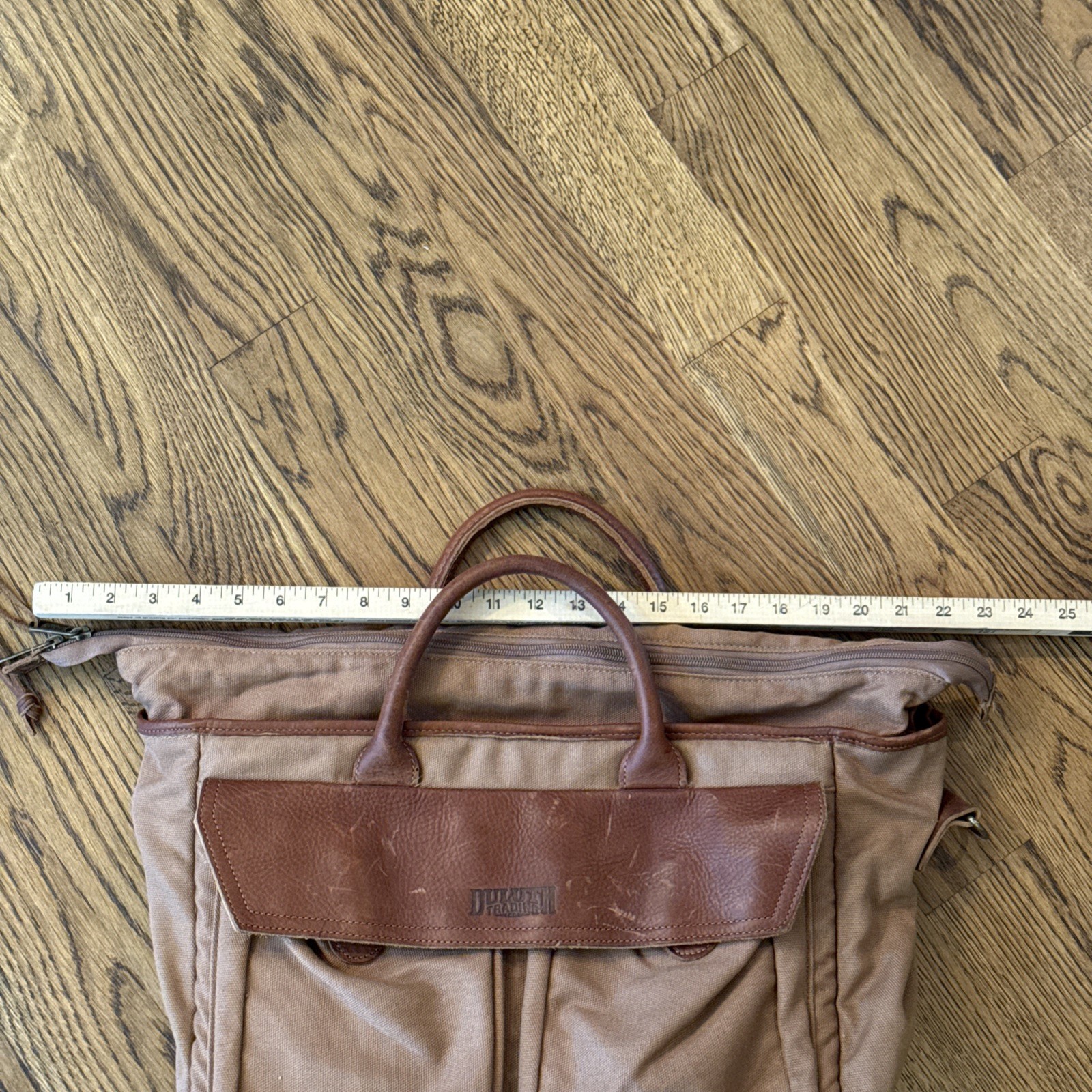 Duluth Trading Company Superior Street Fire Hose Briefcase Brown Canvas Leather