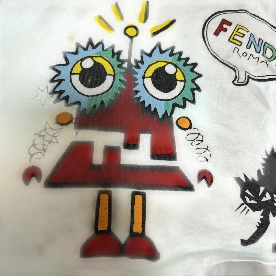 Fendi Kids Character Print Long Sleeve Cut And Sew Top (Zucca)
