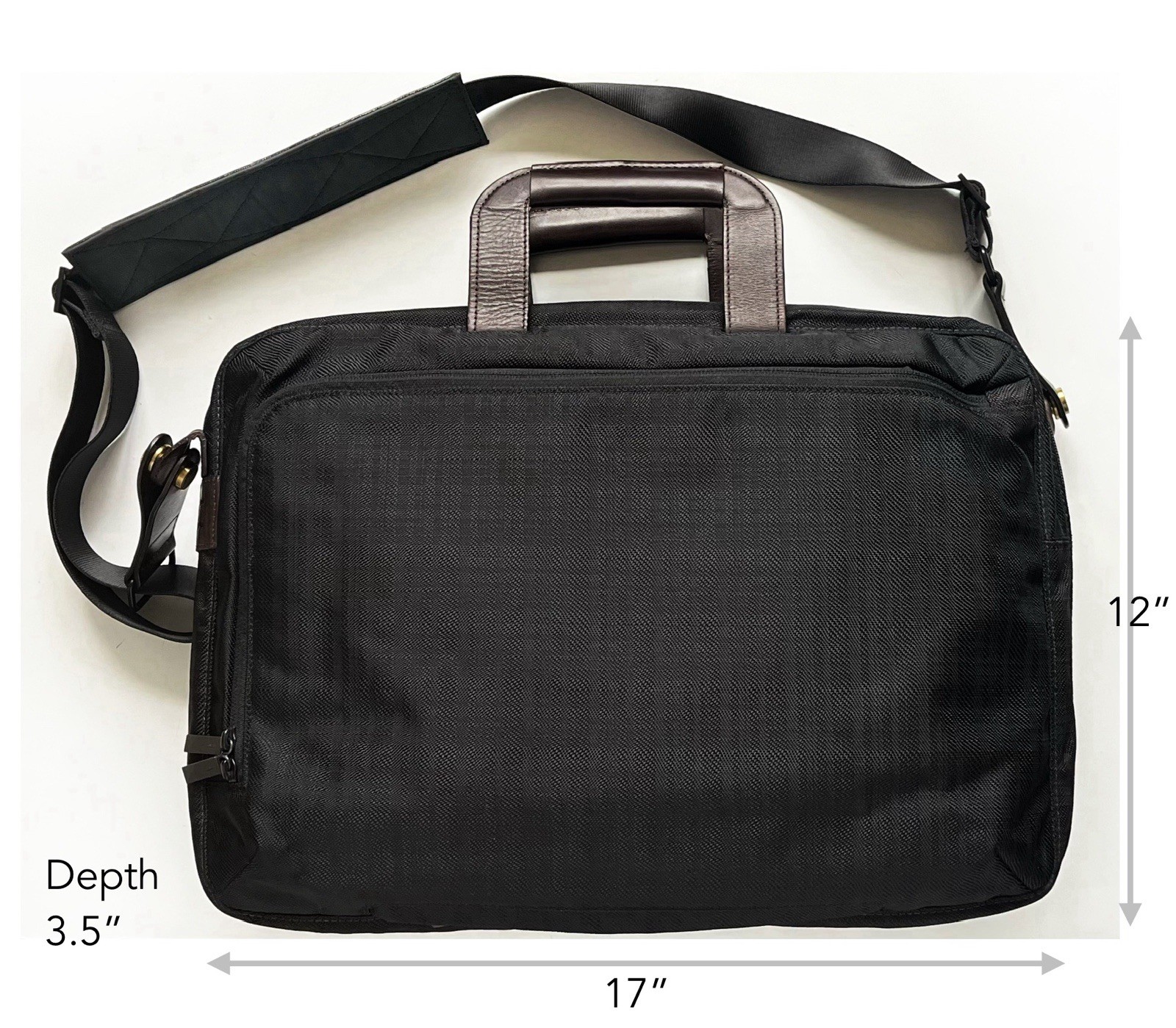 【RARE!】TUMI ❖ Dror Briefcase Black Nylon Brown Leather Reversible Crossbody Bag