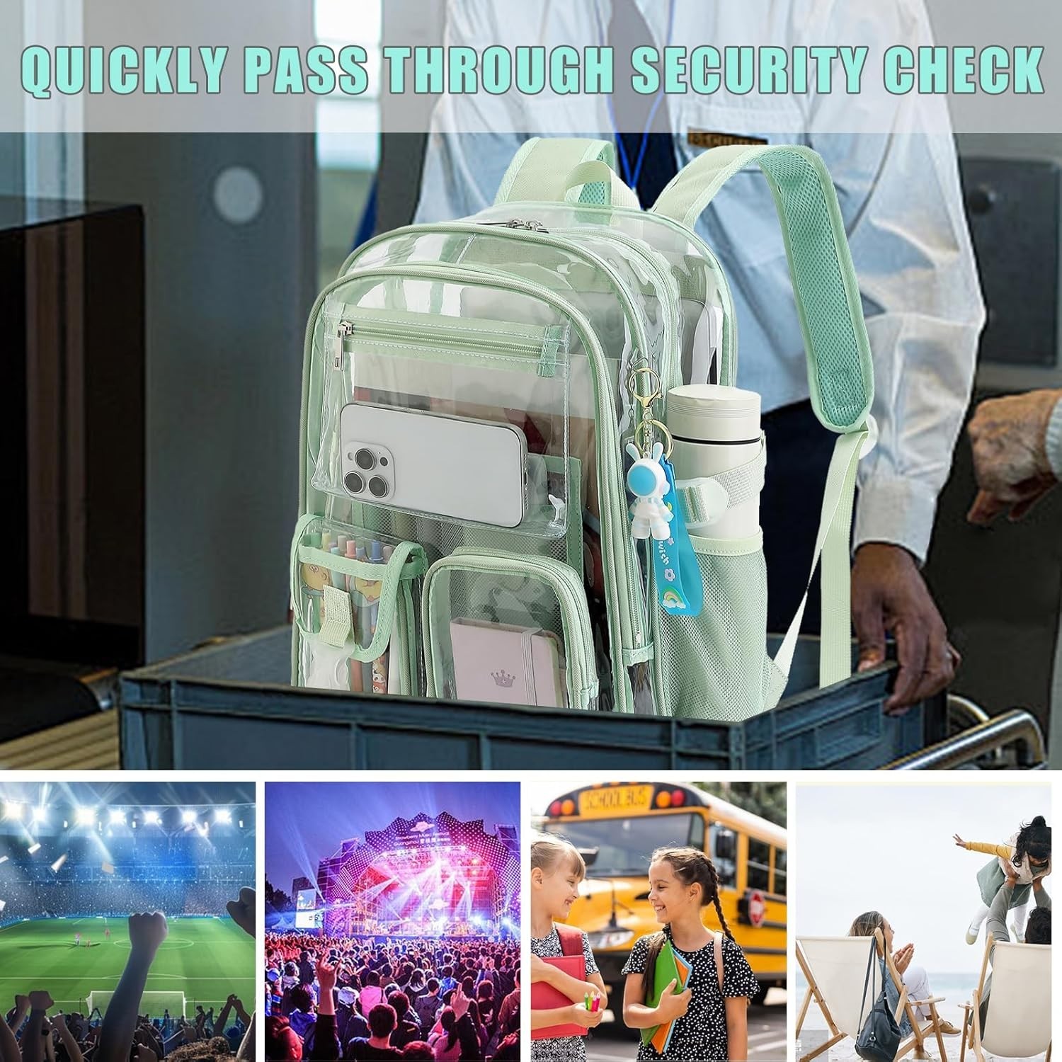 Clear Backpack Heavy Duty Transparent Backpacks Stadium Approved for School Work