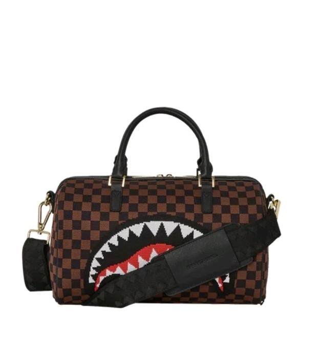 Authentic Sprayground Mini Duffle Bag Retro Streetwear Knit Monogram 🤎