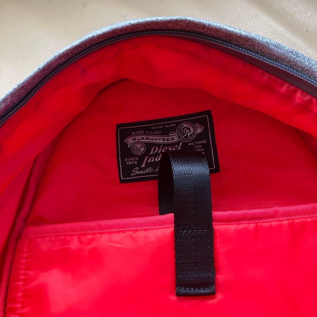 Diesel Men Backpack Rucksack 34x44x12cm Gray Red Almost unused Luxury Stylish