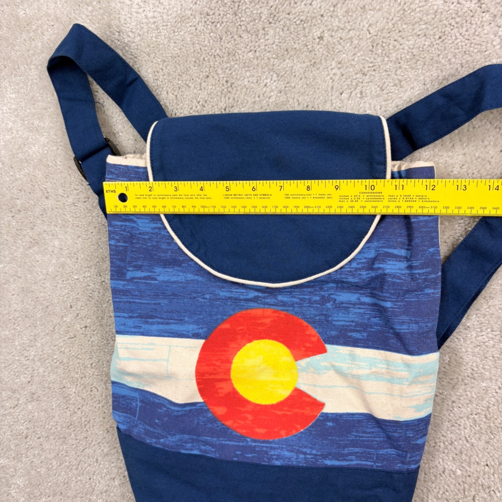 Colorado Flag Canvas Backpack Bag Tote Flap Drawstring Closure Festival
