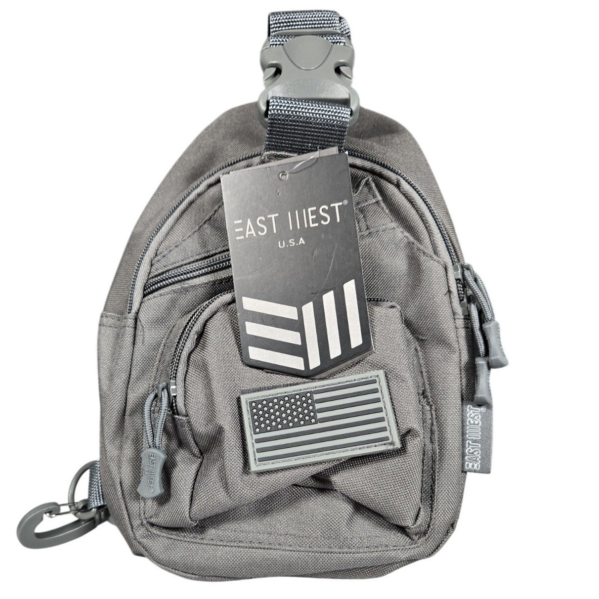 East West USA RT528 Tactical Sling Bag Dark Charcoal Grey Crossbody Pack NWT